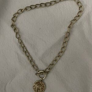 Gold Chain Necklace with Coin Pendant
